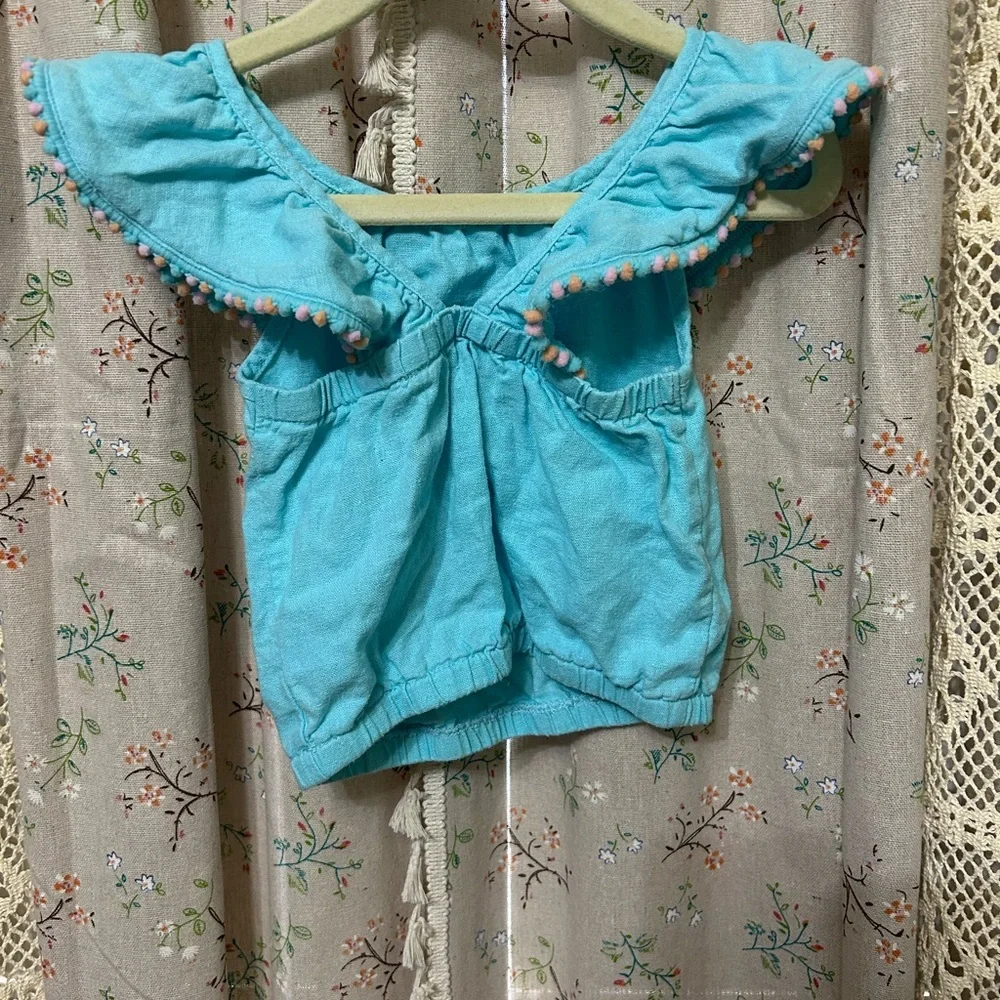 4/$25 Tommy Bahama Girl’s Linen Blend Sleeveless Pompom‎ Top Size 3T